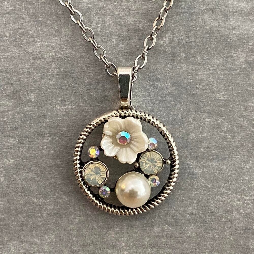 Dainty silver and multi colored crystal